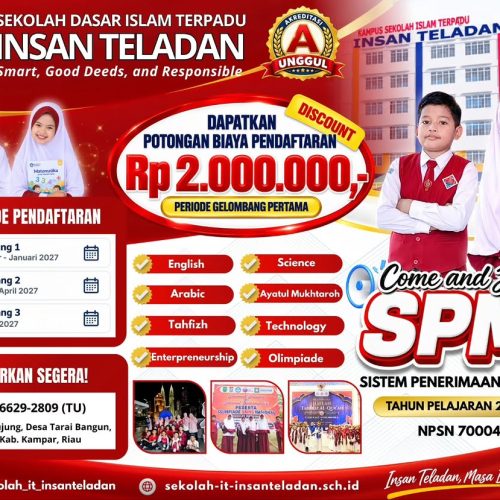 SPMB SD IT INSAN TELADAN RESMI DIBUKA!